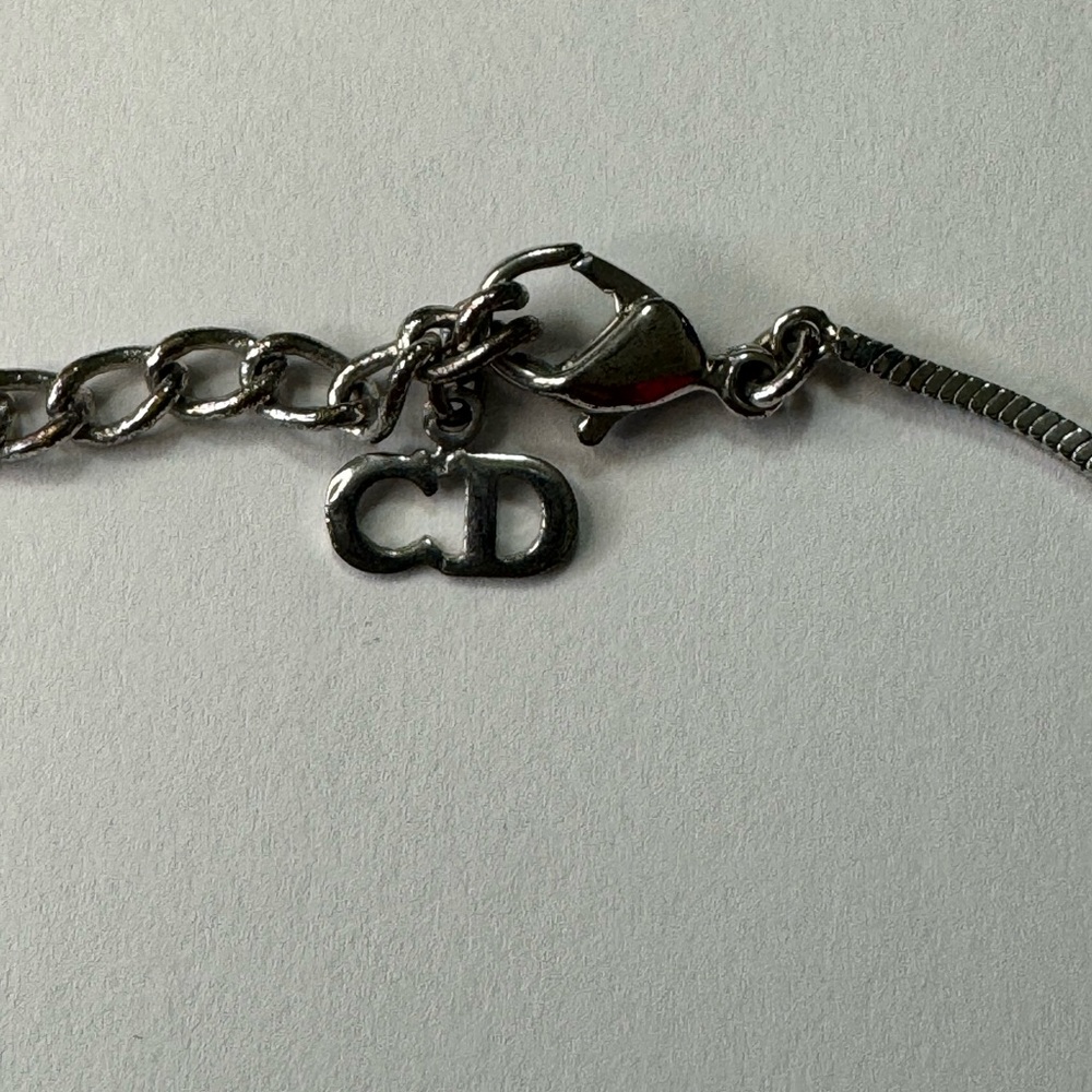 Dior Trotter 2 Silver & Graphite (Black) Logo Pendant Necklace - Picture 7 of 10